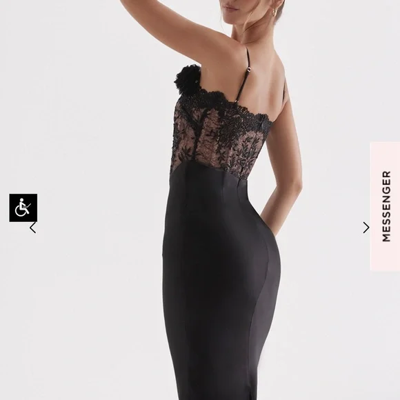 Classic Black Satin & Lace Corset Cocktail Dress by House of CB - Picture 8 of 11